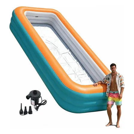 Piscina Inflável Gigante Adulto Criança Comprida Com Bomba Piscina E Bomba De Ar