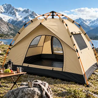 Barraca Camping Automática 2-3 Pessoas Proteção Solar Uv Cáqui
