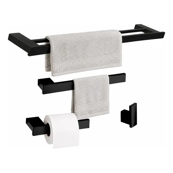 Kit Acessórios Banheiro Inox Preto Fosco Ville