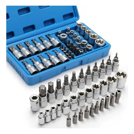 Kit Jogo Soquetes Torx 34 Peças Macho Femea 1/4 E 3/8 Aço