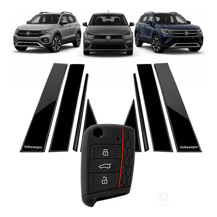 Kit Adesivo Black Window Capa Chave Polo Nivus Virtus 2018+