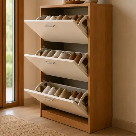 Sapateira Vertical Para Calçados Com 3 Portas Basculantes Off-white