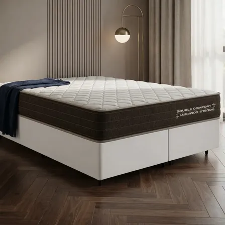 Cama Box Queen Com Colchão De Espuma D33 Double Comfort Branco