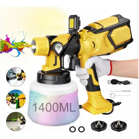 Pistola De Pintura Elétrica Profissional Pulverizador1400ml Amarelo 127v