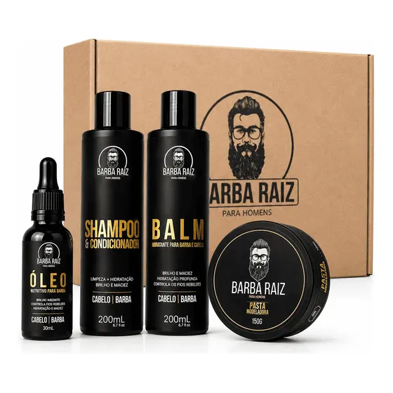 Kit Barba Óleo Shampoo + Condicionador Balm Pasta Modeladora