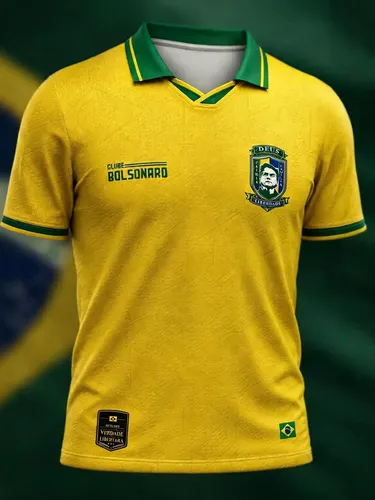 Camisa Polo Masculina Amarela Brasil Patriota Bolsonaro 2026