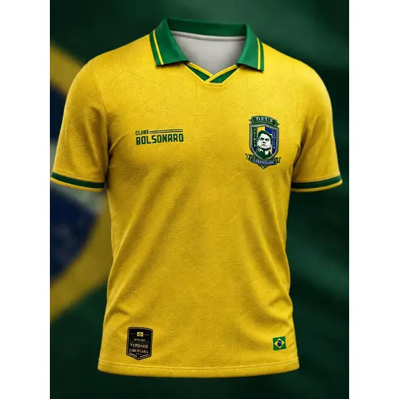 Camisa Polo Masculina Amarela Brasil Patriota Bolsonaro 2026