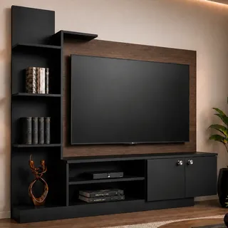 Rack Estante Com Painel Para Tv Até 65 Polegadas Preto/castanho