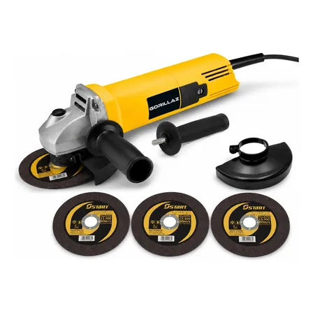 Esmerilhadeira Lixadeira Angular Profissional + 10 Discos Amarelo 220v