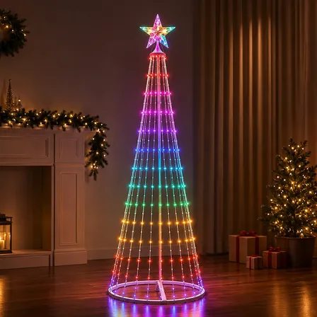 Árvore De Natal Desmontável 1,80m 12 Fitas Led 180 Luzes Multicolorido