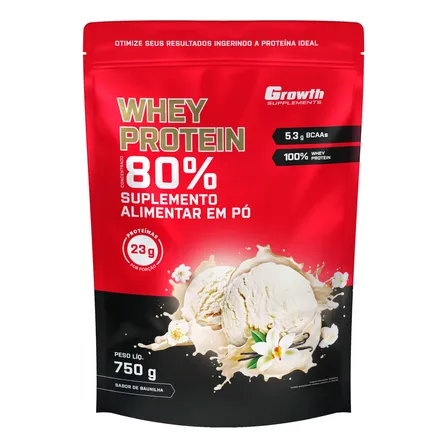 Whey Concentrado 750g Growth Supplements - Variados Sabores Baunilha