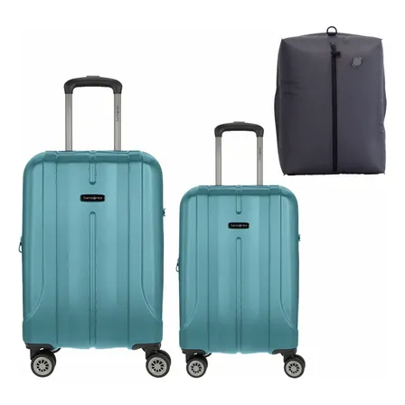 Conjunto Malas Samsonite Expansível Pem 10 E 23kg + Brinde Azul Listras