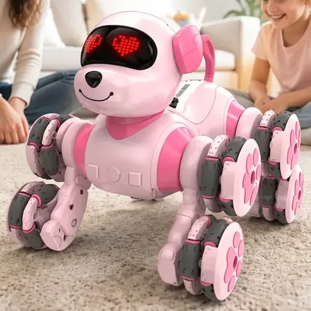 Cachorro Robô Infantil Inteligente Programável Com Controle Cachorro De Brinquedo Rosa