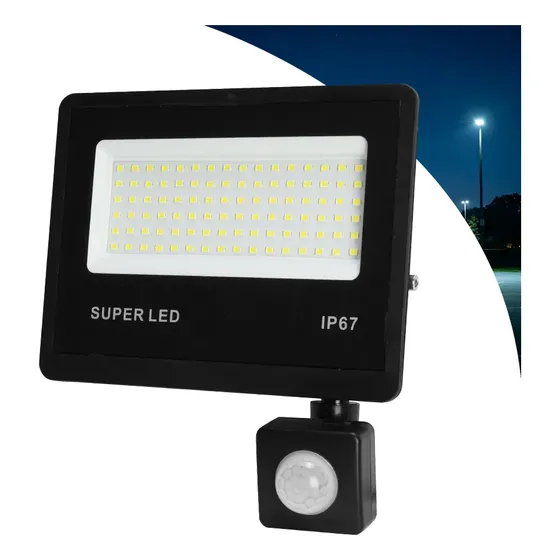 Refletor Led 300w Com Sensor De Presença Ip67 Bivolt 6500k