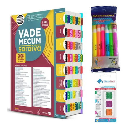 Vade Mecum Saraiva 2026 Etiquetas Marca Fácil + Marca Texto