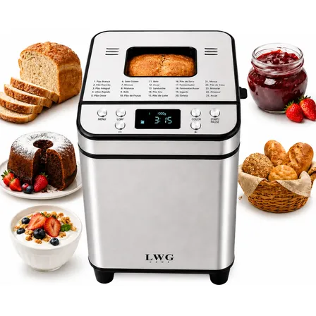 Máquina De Pão Automática 25 Funções Faz Iogurte Timer 15h
