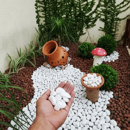 20kg Seixo Branco Dolomita No 1 2 3 - Decoração Vasos Jardim Dolomita N2 2 Cm 5 Cm