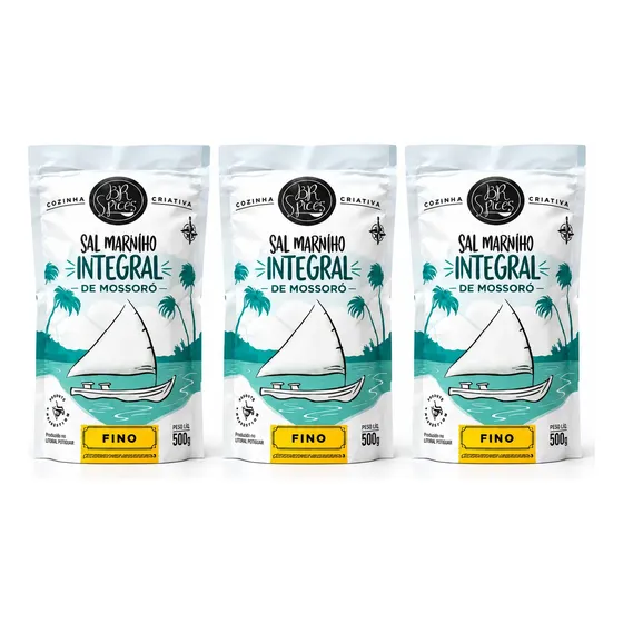 Sal Marinho Integral Fino Iodado De Mossoró Br Spices 500g