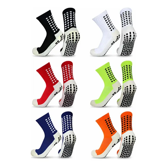 Kit 6 Meias Antiderrapantes Cano Alto Esportivas Unissex