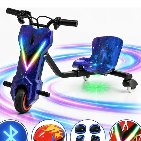Triciclo Drift Elétrico Infantil Mini Moto 6.5' Bluetooth
