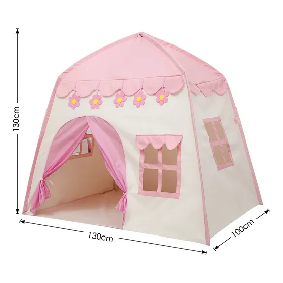 Barraca Infantil Casinha Rosa Com Flores 130x100x130cm
