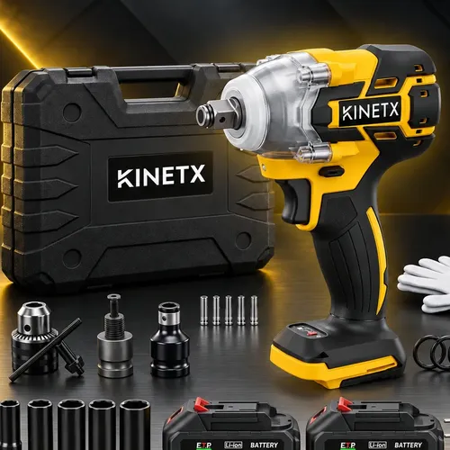 Chave De Impacto Parafusadeira 880nm Brushless 2 Baterias Amarelo