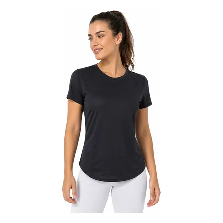 Camiseta Academia Feminina Poliamida Blusa Para Treino Preto Liso Gg