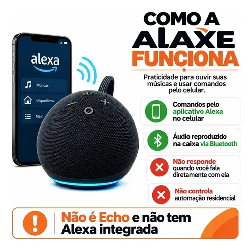 Caixa Som Bluetooth Alaxe Comando Via App Alexa S/ Automação Azul