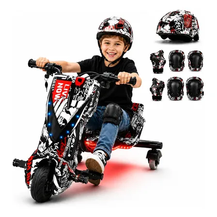 Patinete Elétrico Drift 3 Rodas 350w Amortecedor Bluetooth Grafite Arte Urbana