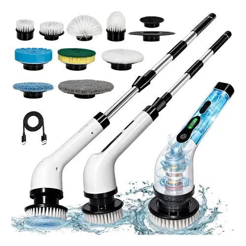 Mop Elétrico 9 Em 1 Esfregão Escova Limpeza Giratório 360 Branco