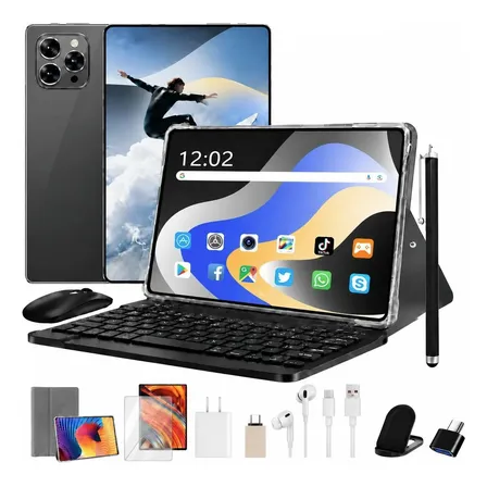 Tablet Android 15 4g 16gb 512gb Com Teclado Lilás Preto