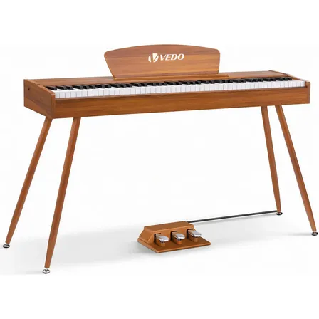 Piano Eletrônico 88 Teclas Ação Martelo Usbmidi Para Estudo Marrom 12v