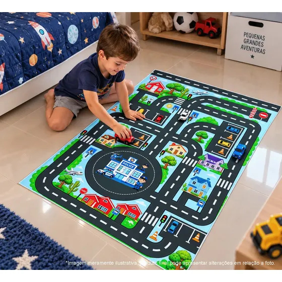 Tapete Infantil Lona Para Brincar Pista De Corrida 1m