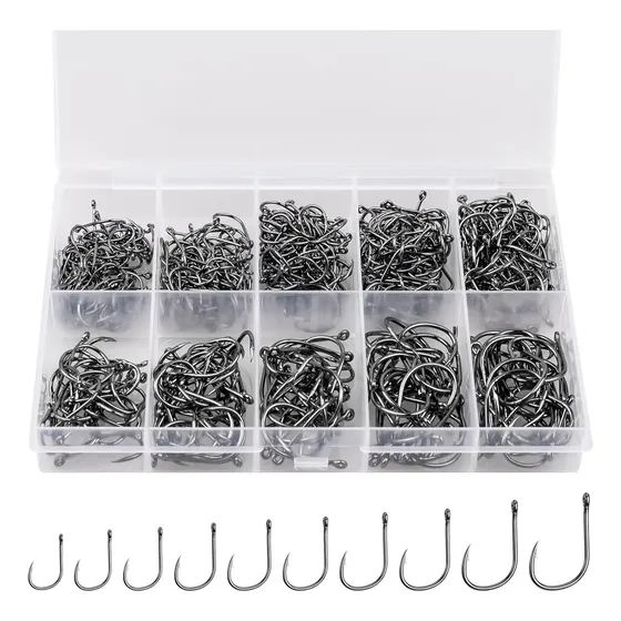 Kit 600 Anzóis Black Aço Carbono Pesca N3 Ao N12 Com Estojo