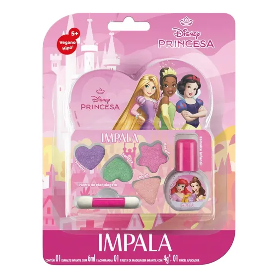 Paleta Maquiagem E Esmalte Infantil Princesa Disney Impala