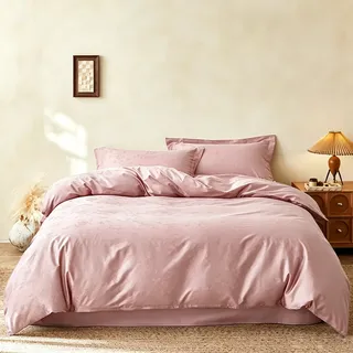 Jogo De Cama 4 Peças Jacquard Europeia Macio E Durável Rosa
