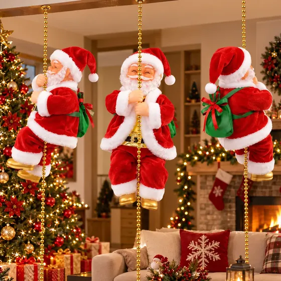 Papai Noel Elétrico Musical Escalada Sobe E Desce Automático