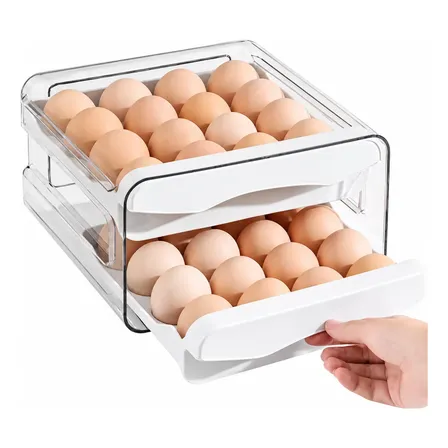 Organizador De Ovos Para Geladeira Porta Ovos Duplo 32 Ovos Branco