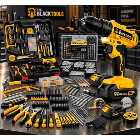 Kit Parafusadeira Furadeira Impacto + Maleta E Jogo 445 Pçs
