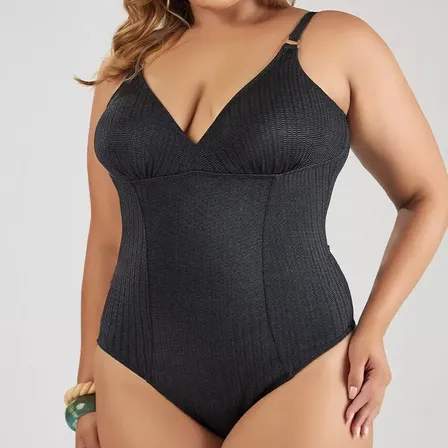 Maiô Feminino Hit Classic Banho De Mar Zero Barriga 623543 Preto Liso 48