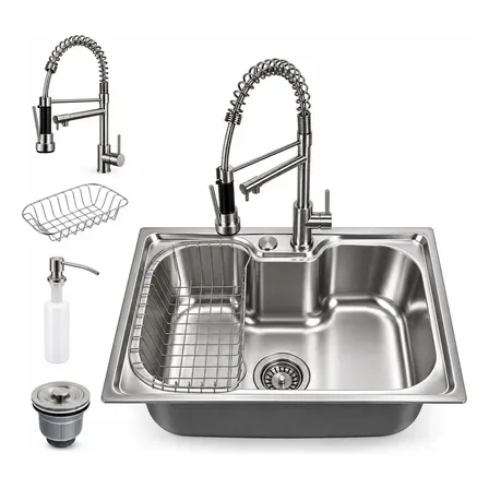 Kit Completo Cuba Inox Gourmet Dupla 50x40cm Com Torneira Cinza