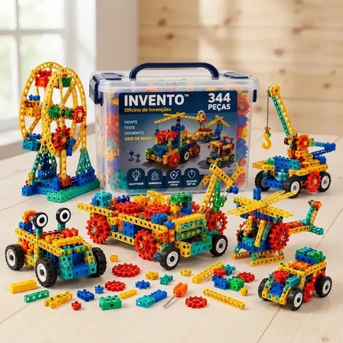 Brinquedo De Montar 344 Peças Engrenagens Elétrico Infantil 344