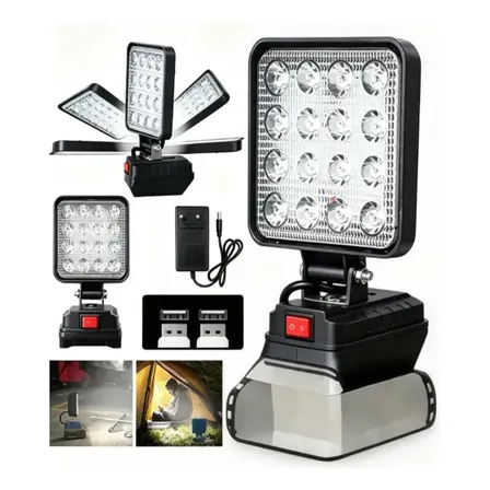 Lanterna De Trabalho Luz Lampada Led Portatil 2usb, 21v Branco