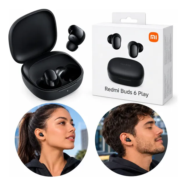 Fone De Ouvido Bluetooth Xiaomi Redmi Buds 6 Play Preto Preto