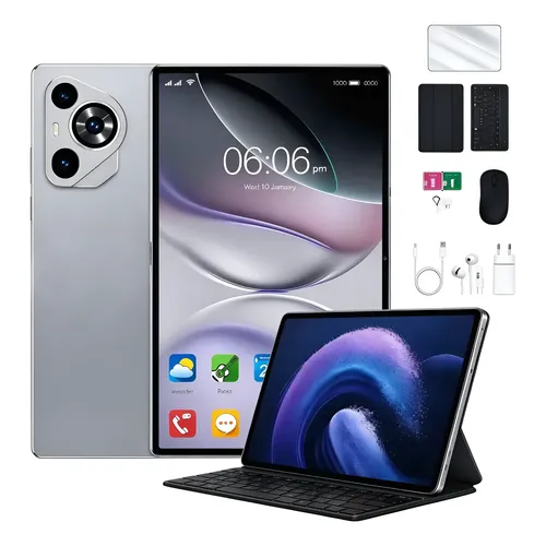 Tablet Android 13 128gb + 6gb Ram Com Capa De Couro Teclado Cinza-escuro