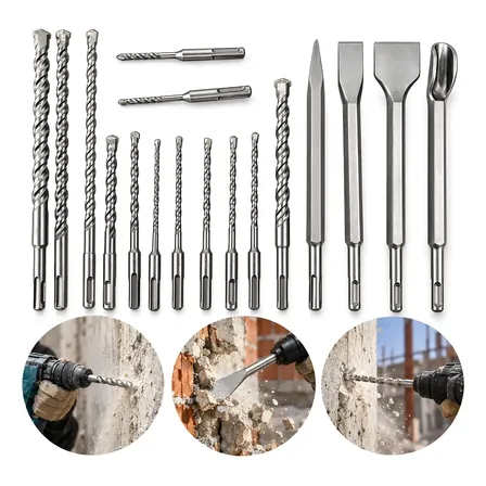 Kit 17 Talhadeiras Ponteiro Brocas Sds Plus Para Martelete Aço De Alto Teor De Carbono