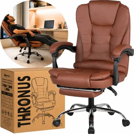 Cadeira Presidente Ergonômica Thronus Molas Ensacadas Marrom Marrom Couro Sintético