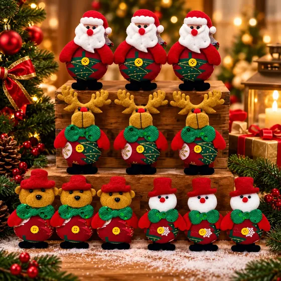 Kit 12 Pendentes Bonecos Enfeites Para Árvore De Natal