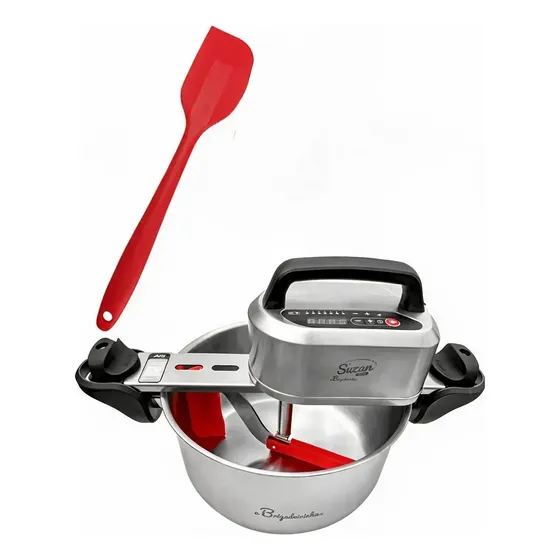 Panela Para Mexer Doces A Brigadeirinha Suzan Pro Inox 24 Cm Cinza 127/220v