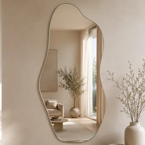 Espelho Mirano Orgânico Madrid 80x40cm Lapidado Design Luxo Suporte